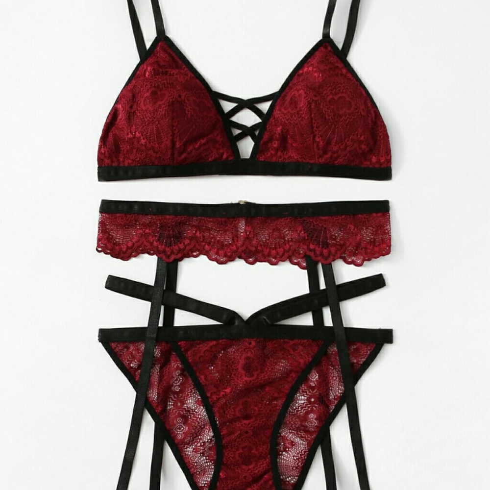 Red and black lingerie set
